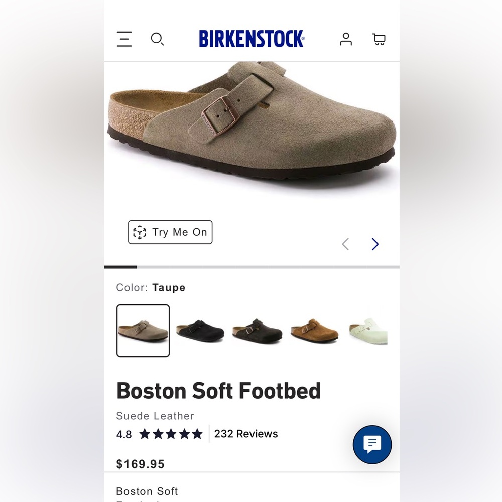 Birkenstock Boston Suede Leather Loafers - Taupe: Size 40. READ DESCRIPTION!
